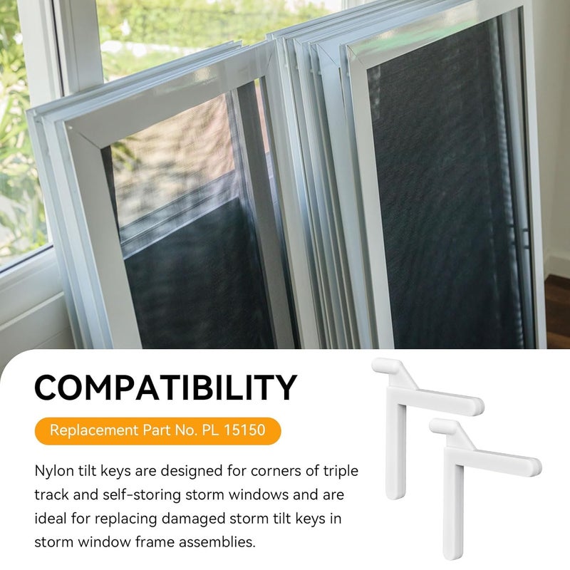IFERLA 15150 Nylon Tilt Key-Pack of 20, 3/16" Screen Frame Corner, White Plastic Corner Key for Mitered Corners Storm Window Screen Door Frame Corner Repair Parts, for: Triple Track System - Image 2